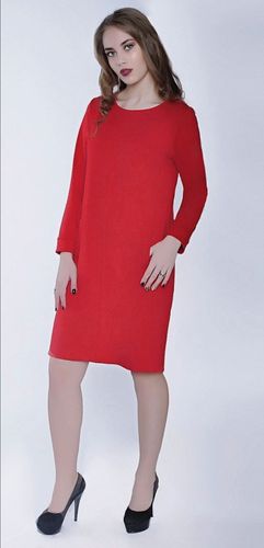 Красное трикотажное платье, 48