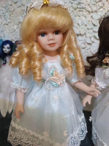 Фарфоровые куколки коллекционные ангелочки пара 