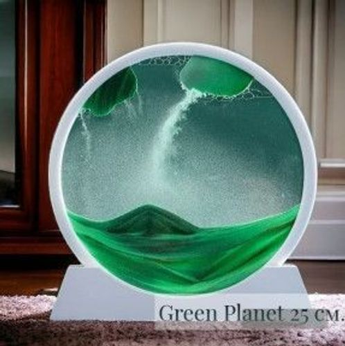 Песчаная 3D картина - антистресс Green Planet 25 см. Sand Painting / Движущаяся картина - подарок на