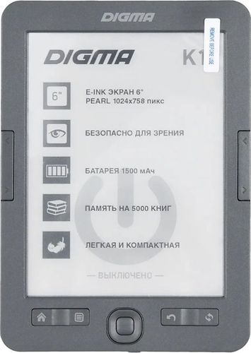 Электронная книга ''Digma'' K1 Dark Grey