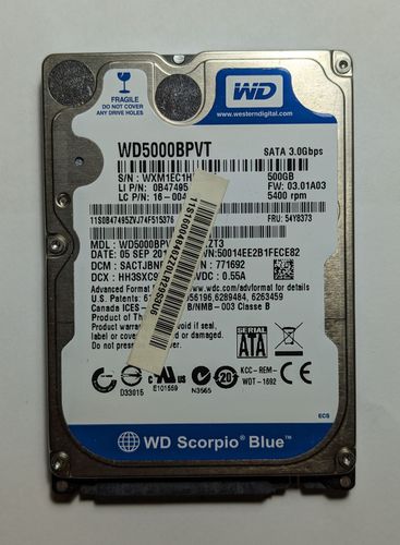 HDD WD Scorpio Blue 500 Гб