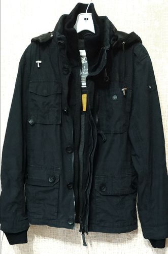 Мужская черная куртка Gustom хлопок,флис, размер М