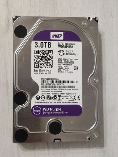 Жесткий диск WD Purple 3TB 3.5'' 24/7 Reliability