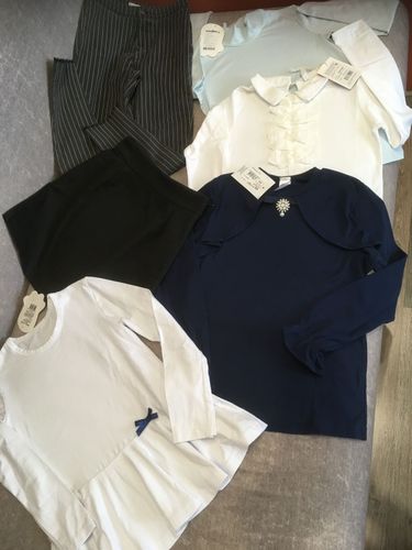Новые блузка школьная хб белая синяя кофточка юбка