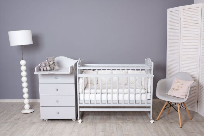 Кроватка для новорожденных INCANTO SOFI (серый). Колесо-качалка. Доставка по Беларуси. Рассрочка