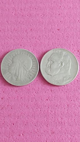 Монеты 5 злотых. Серебро. За обе.