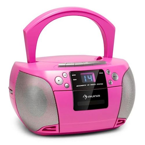 Бумбокс Auna Harper CD Boombox кассета/FM/AUX/USB/Bluetooth Pink DMNCD 10035463 AU120