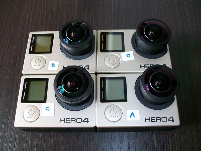 4 камеры GoPro Hero4 Black для съёмки 360        