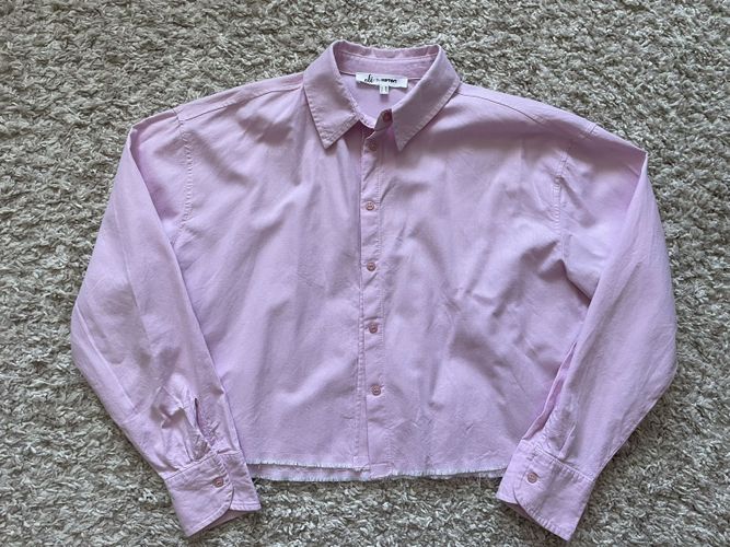 Укороченная розовая рубашка оверсайз