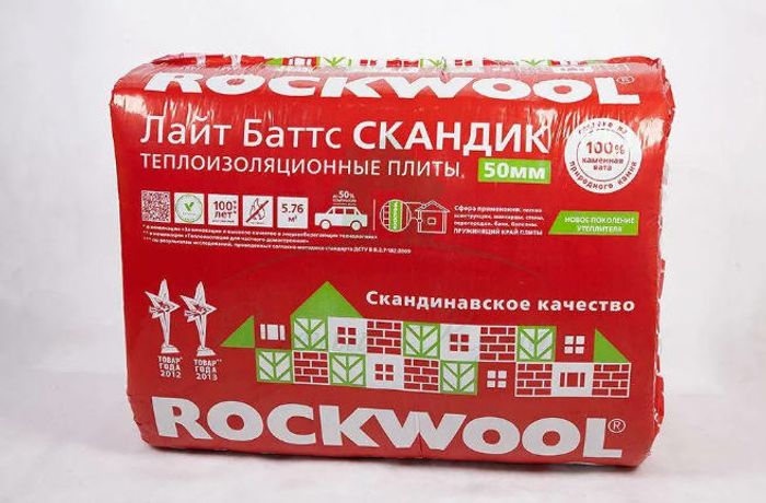 Теплоизоляционные плиты (утеплитель) Rockwool Лайт Баттс Скандик 800х600х50