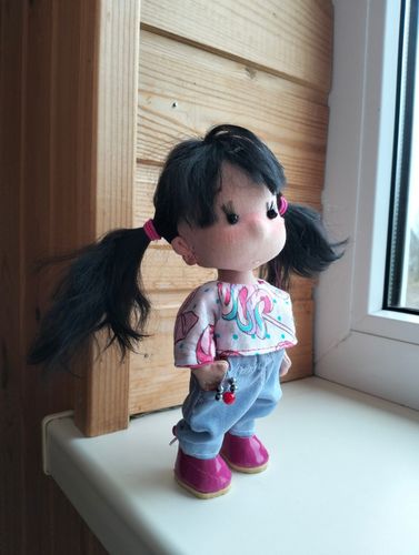 Текстильная кукла рост 17 см.Ручная работа.