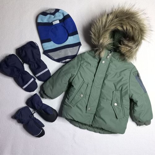 Зимняя куртка 80-86, шапка Lassie, краги Huppa для мальчика 