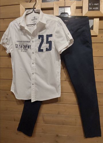 Комплект из хлопковых брюк и рубашки, S (46 RU)